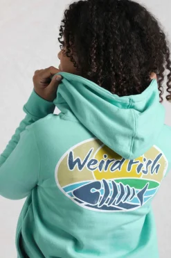 Weird Fish Sweatshirts & Hoodies|Kira Eco Back Print Popover Hoodie Aqua Marine