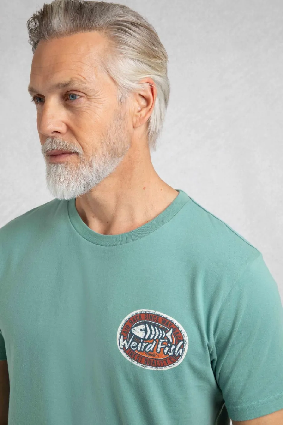 Weird Fish T-Shirts|Laid Back Heritage Back Print Graphic T-Shirt Mineral Blue
