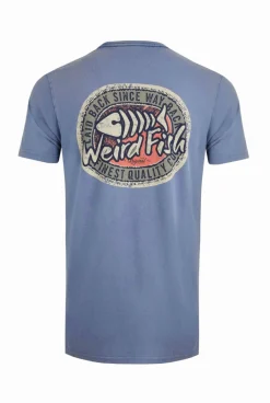 Weird Fish T-Shirts|Laid Back Heritage Back Print Graphic T-Shirt Mid Blue
