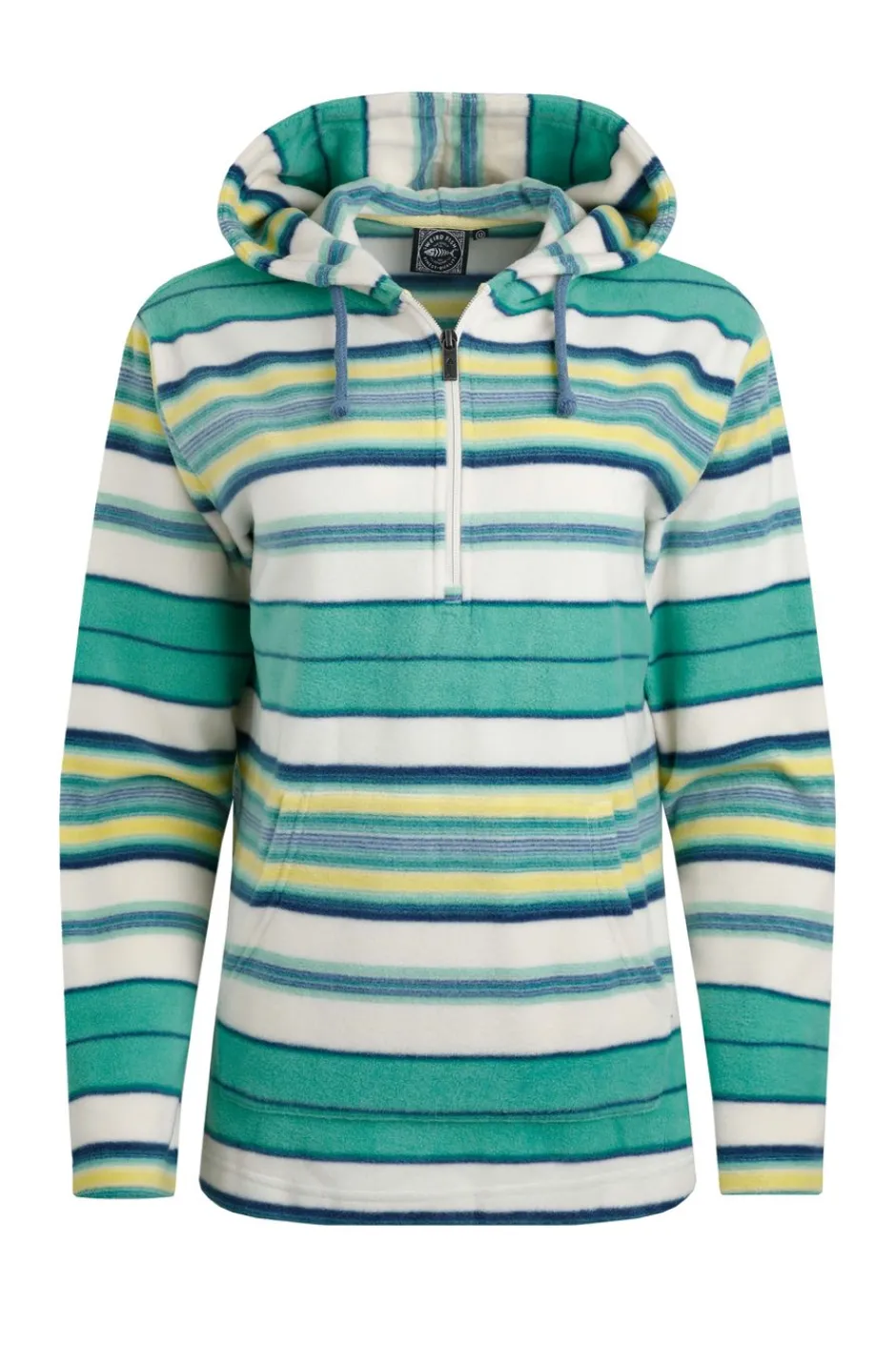 Weird Fish Fleece|Sweatshirts & Hoodies|Lana 1/4 Zip Stripe Microfleece Hoodie Aqua Marine