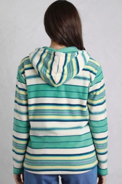 Weird Fish Fleece|Sweatshirts & Hoodies|Lana 1/4 Zip Stripe Microfleece Hoodie Aqua Marine