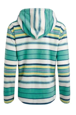 Weird Fish Fleece|Sweatshirts & Hoodies|Lana 1/4 Zip Stripe Microfleece Hoodie Aqua Marine