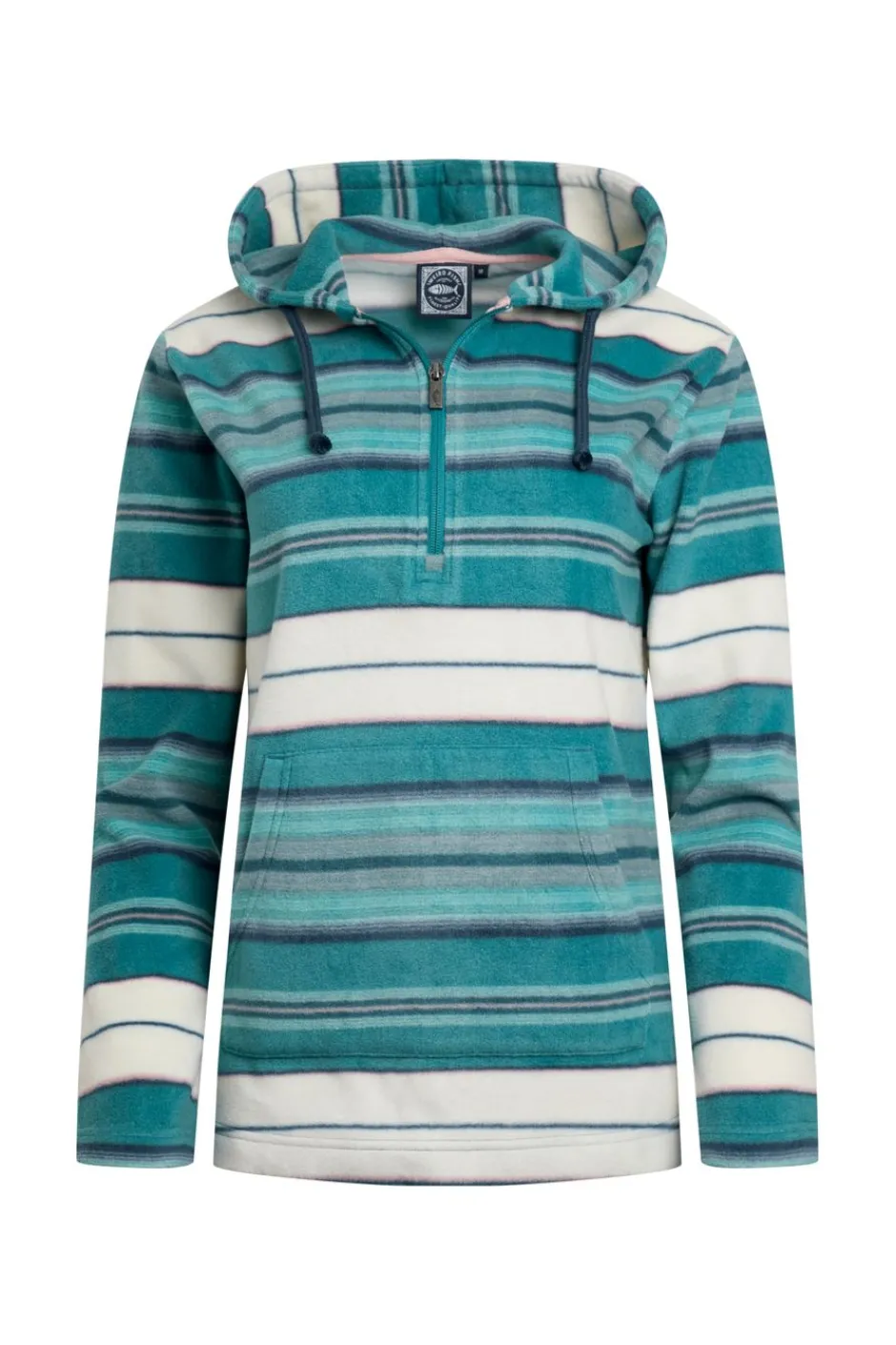 Weird Fish Fleece|Sweatshirts & Hoodies|Lana 1/4 Zip Stripe Microfleece Hoodie Lagoon Blue