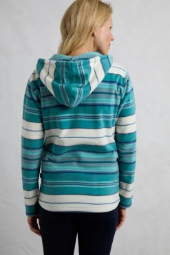 Weird Fish Fleece|Sweatshirts & Hoodies|Lana 1/4 Zip Stripe Microfleece Hoodie Lagoon Blue