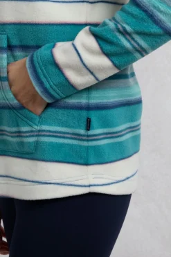 Weird Fish Fleece|Sweatshirts & Hoodies|Lana 1/4 Zip Stripe Microfleece Hoodie Lagoon Blue
