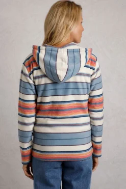 Weird Fish Fleece|Sweatshirts & Hoodies|Lana 1/4 Zip Stripe Microfleece Hoodie Ecru