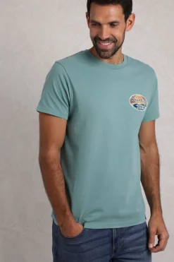 Weird Fish T-Shirts|Land and Sea Back Print Graphic T-Shirt Mineral Blue