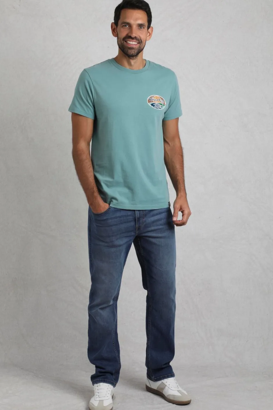 Weird Fish T-Shirts|Land and Sea Back Print Graphic T-Shirt Mineral Blue