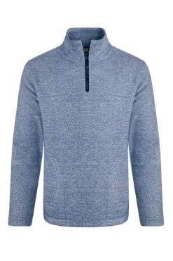 Weird Fish Fleece|Laramie Eco 1/4 Zip Snow Marl Fleece Mid Blue