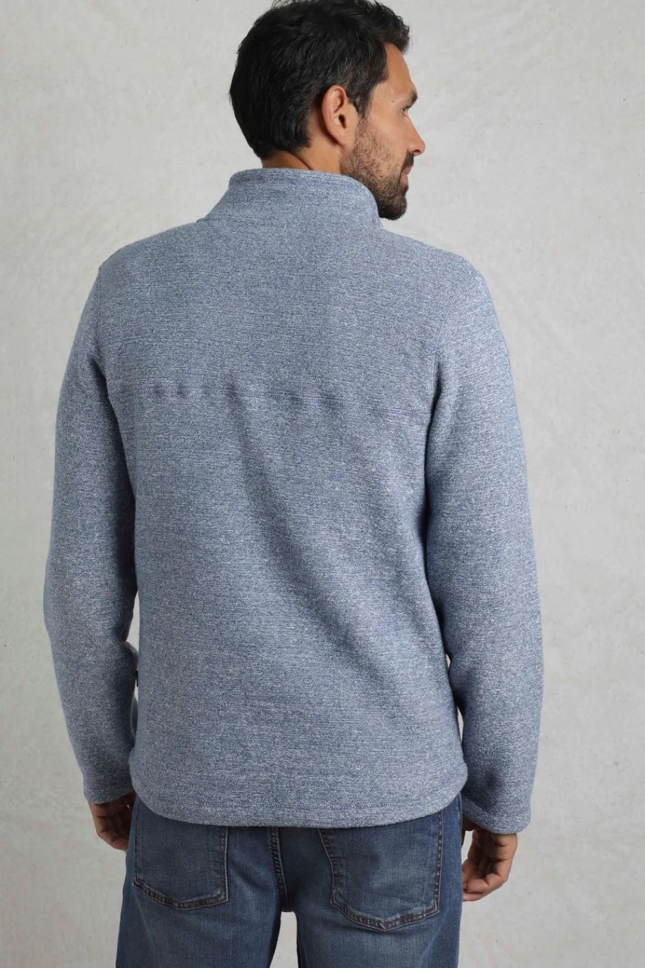 Weird Fish Fleece|Laramie Eco 1/4 Zip Snow Marl Fleece Mid Blue
