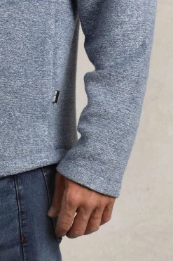Weird Fish Fleece|Laramie Eco 1/4 Zip Snow Marl Fleece Mid Blue