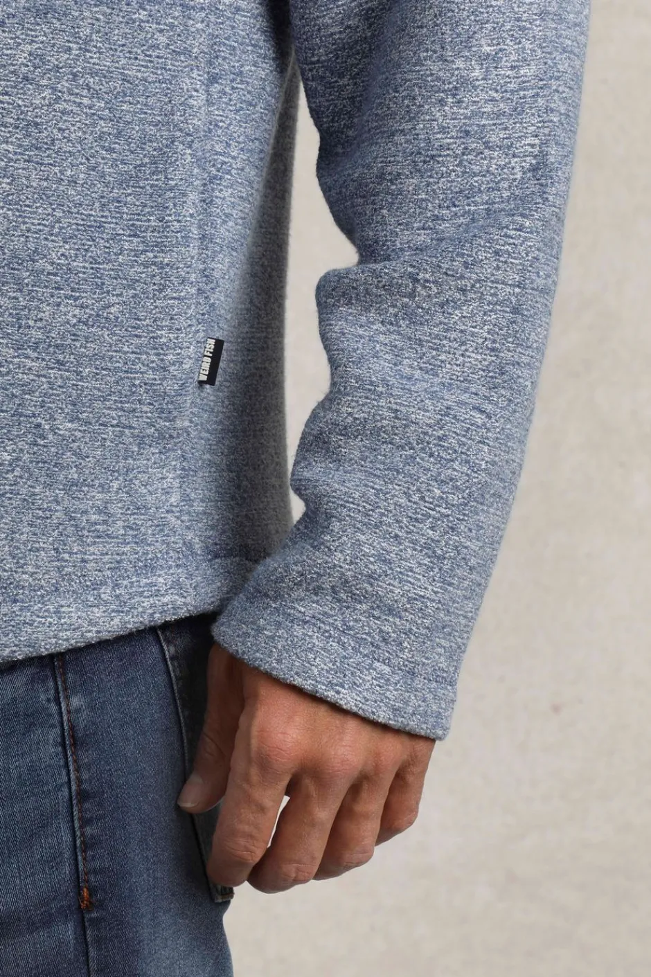 Weird Fish Fleece|Laramie Eco 1/4 Zip Snow Marl Fleece Mid Blue
