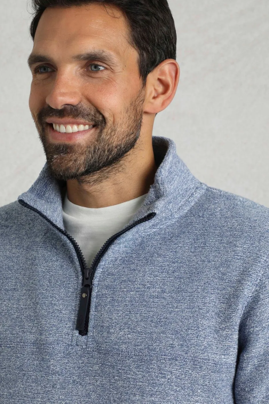 Weird Fish Fleece|Laramie Eco 1/4 Zip Snow Marl Fleece Mid Blue