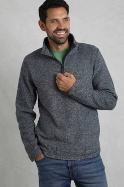 Weird Fish Fleece|Laramie Eco 1/4 Zip Snow Marl Fleece Navy