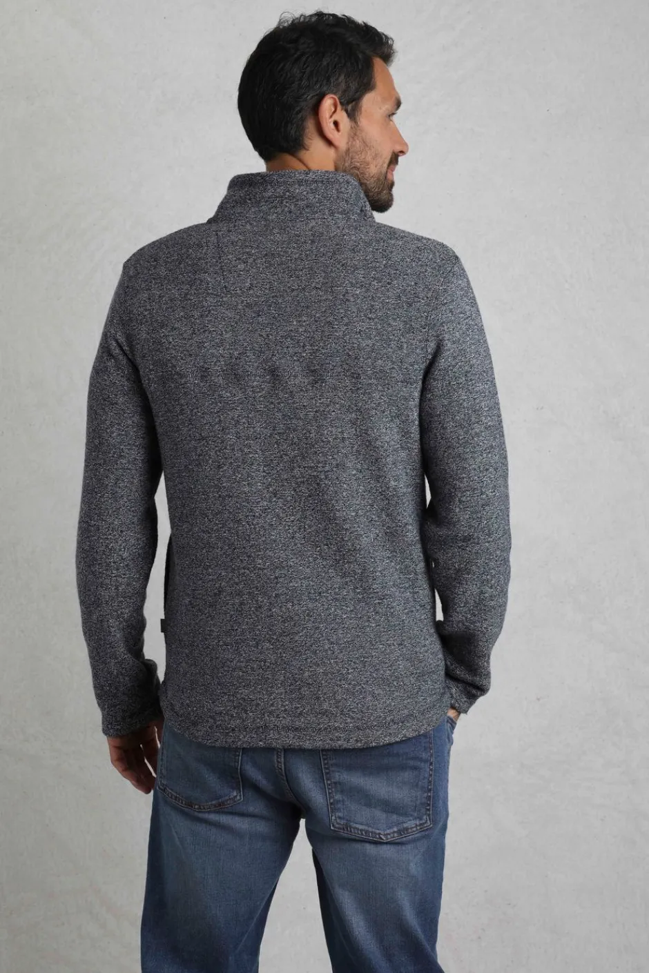 Weird Fish Fleece|Laramie Eco 1/4 Zip Snow Marl Fleece Navy