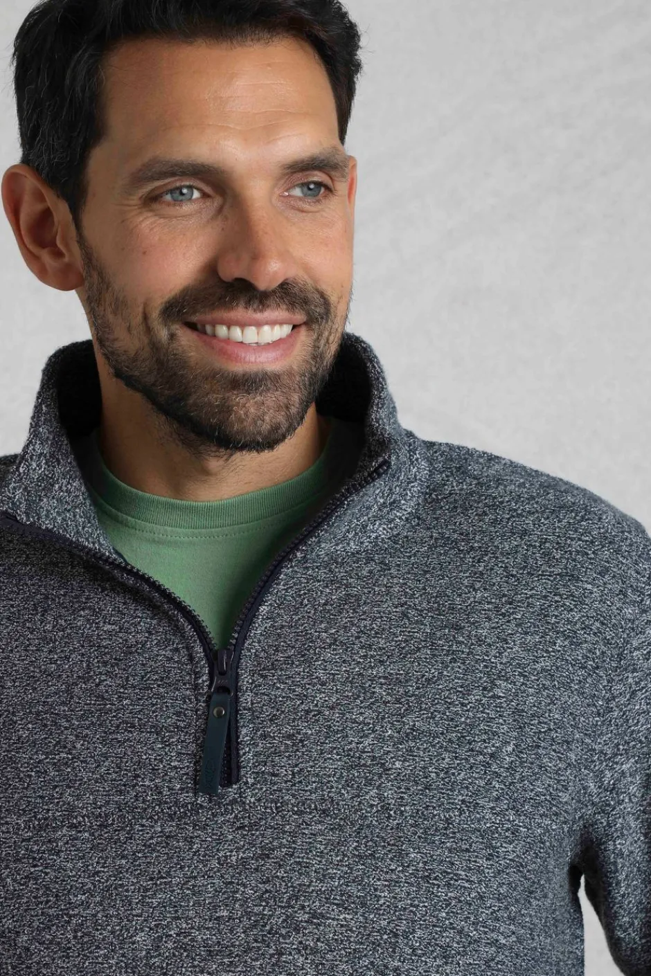 Weird Fish Fleece|Laramie Eco 1/4 Zip Snow Marl Fleece Navy