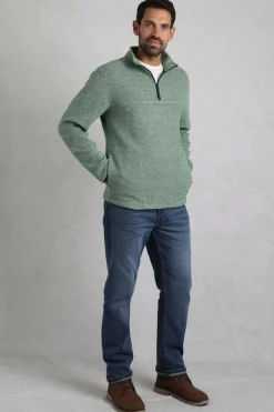Weird Fish Fleece|Laramie Eco 1/4 Zip Snow Marl Fleece Olive
