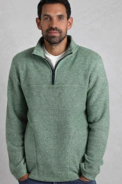 Weird Fish Fleece|Laramie Eco 1/4 Zip Snow Marl Fleece Olive