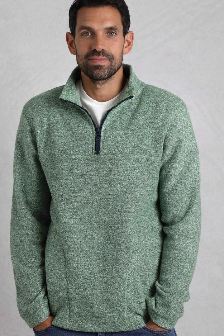 Weird Fish Fleece|Laramie Eco 1/4 Zip Snow Marl Fleece Olive