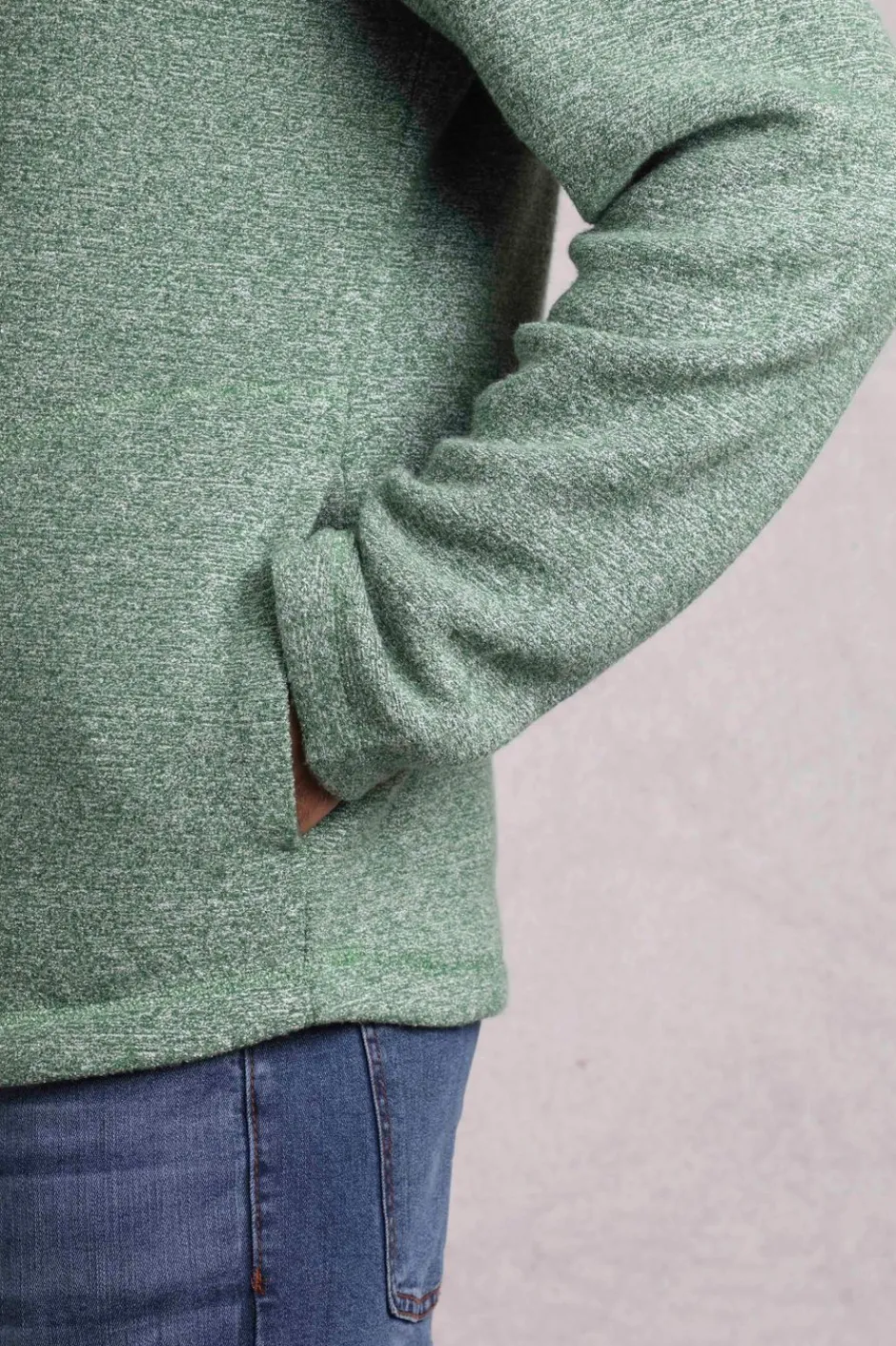 Weird Fish Fleece|Laramie Eco 1/4 Zip Snow Marl Fleece Olive