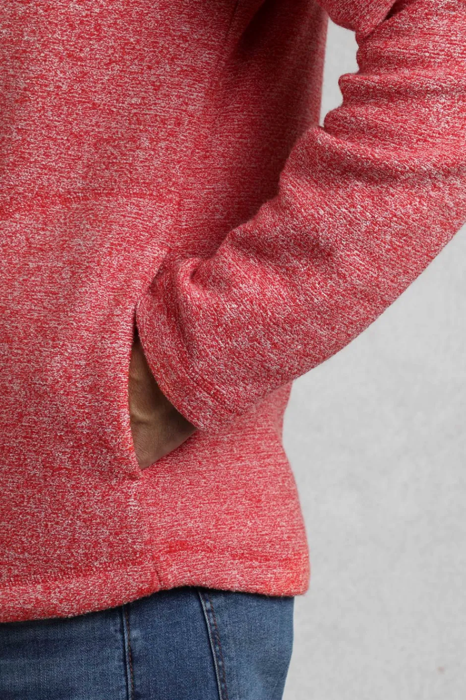 Weird Fish Fleece|Laramie Eco 1/4 Zip Snow Marl Fleece Tango Red