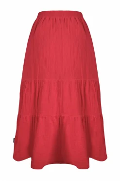 Weird Fish Skirts|Lathika Organic Cotton Tiered Midi Skirt Crimson