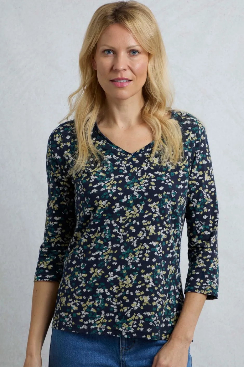Weird Fish Tunics|Tops & T-Shirts|Laveda Organic Cotton Printed Slub Jersey T-Shirt Twilight