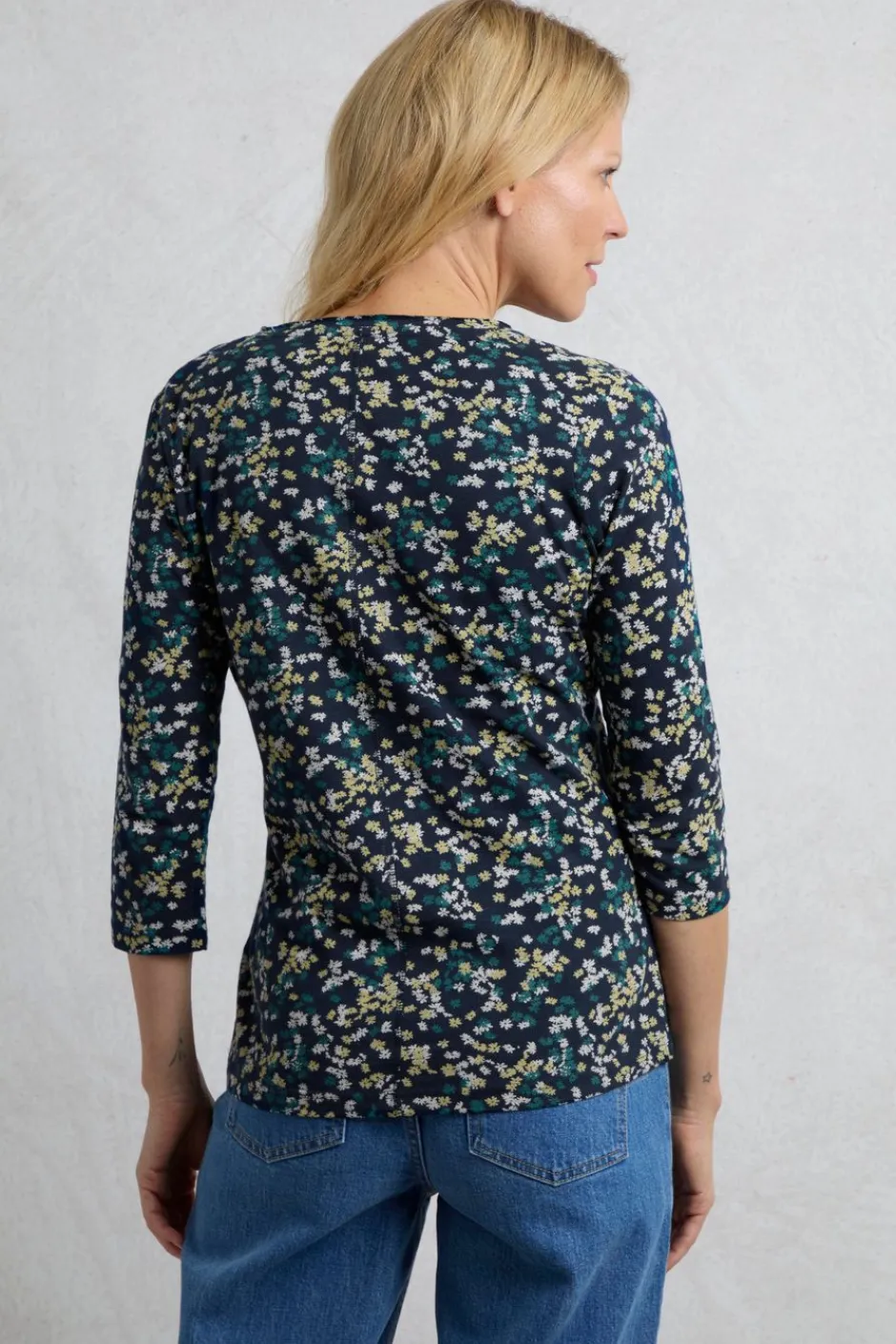 Weird Fish Tunics|Tops & T-Shirts|Laveda Organic Cotton Printed Slub Jersey T-Shirt Twilight