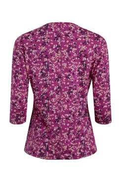 Weird Fish Tunics|Tops & T-Shirts|Laveda Organic Cotton Printed Slub Jersey T-Shirt Dark Raspberry