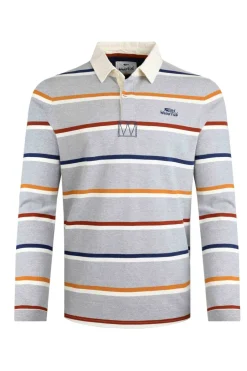 Weird Fish Rugbys|Polo & Rugby Shirts|Laxton Organic Cotton Striped Rugby Shirt Grey Marl