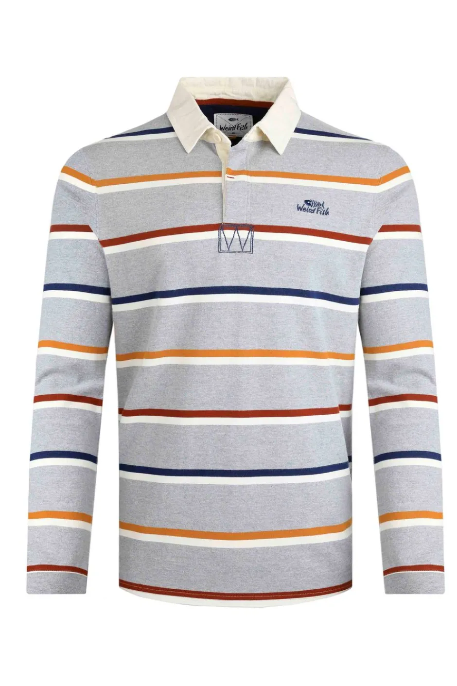 Weird Fish Rugbys|Polo & Rugby Shirts|Laxton Organic Cotton Striped Rugby Shirt Grey Marl