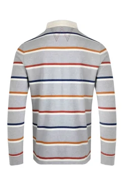Weird Fish Rugbys|Polo & Rugby Shirts|Laxton Organic Cotton Striped Rugby Shirt Grey Marl