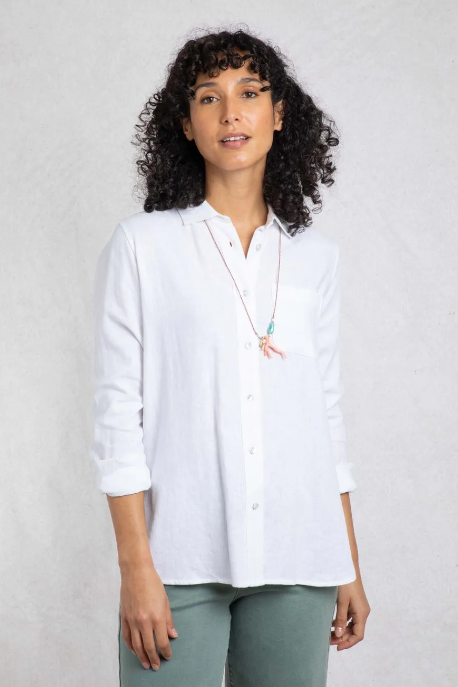 Weird Fish Tunics|Tops & T-Shirts|Layla Linen Rich Long Sleeve Shirt White