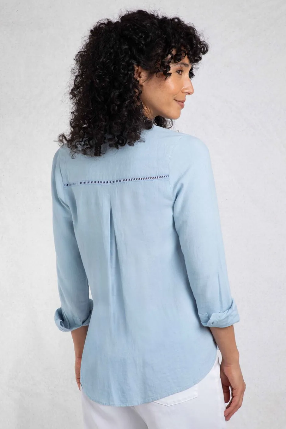 Weird Fish Tunics|Tops & T-Shirts|Layla Linen Rich Long Sleeve Shirt Sky Blue