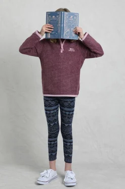 Weird Fish Kids Dresses & Leggings|Livvy Girls Printed Leggings Mid Blue