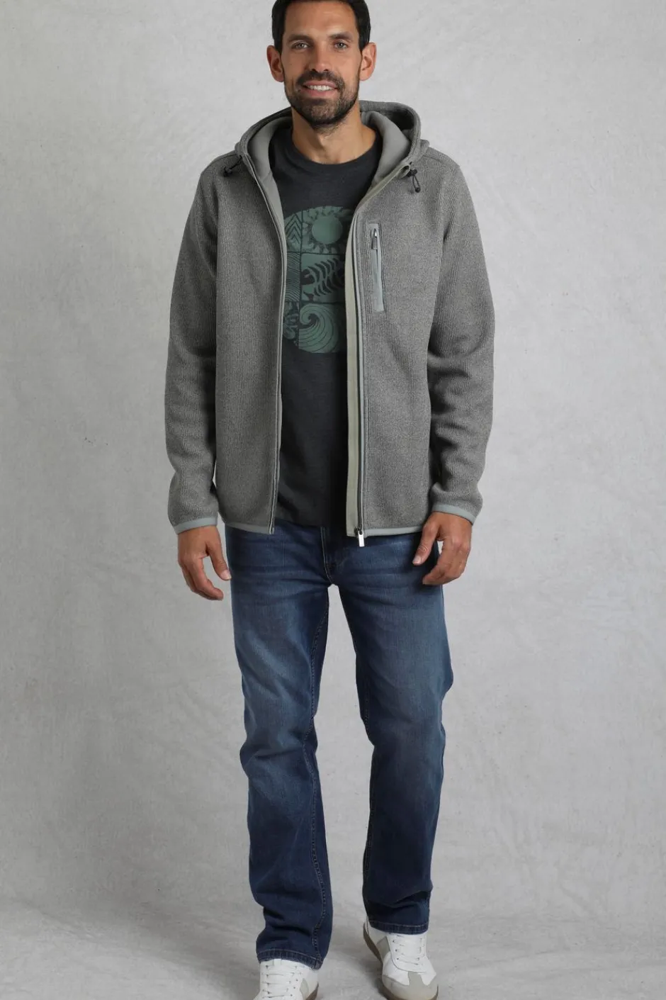 Weird Fish Fleece|Sweatshirts & Hoodies|Lockie Full Zip Bonded Fleece Hoodie Limestone