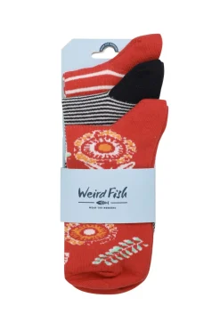 Weird Fish Socks & Tights|Socks & Tights|Loretta Trainer Socks 3 Pack Tango Red