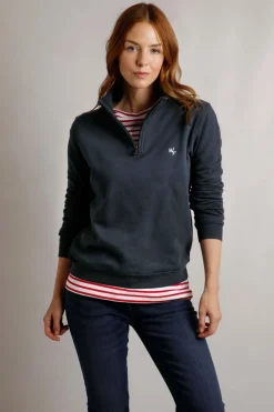 Weird Fish Sweatshirts & Hoodies|Lottie Jersey 1/4 Zip Sweatshirt Navy