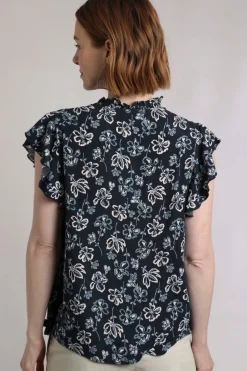 Weird Fish Tunics|Tops & T-Shirts|Lucetta Lenzing EcoVero™ Printed Viscose Blouse Black Iris