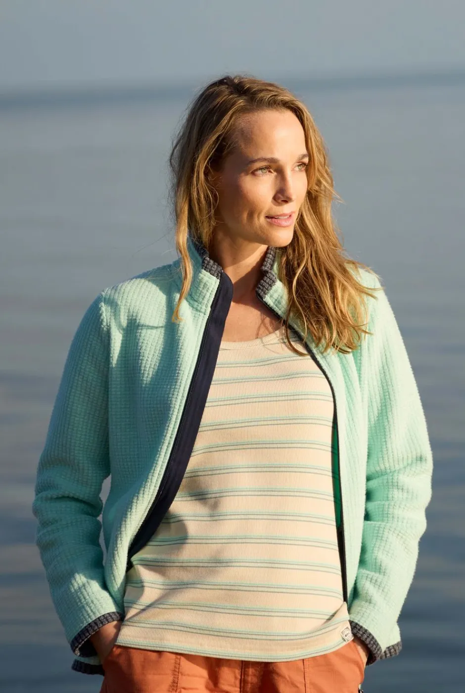 Weird Fish Tunics|Tops & T-Shirts|Luna Organic Cotton Ribbed Stripe Vest Mineral Blue