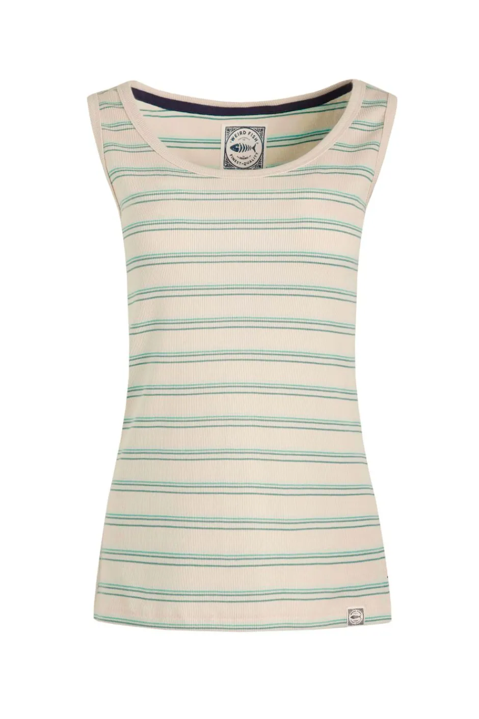 Weird Fish Tunics|Tops & T-Shirts|Luna Organic Cotton Ribbed Stripe Vest Mineral Blue