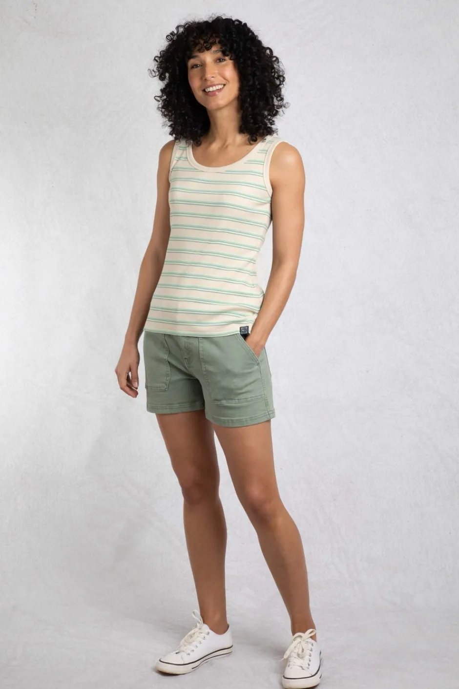 Weird Fish Tunics|Tops & T-Shirts|Luna Organic Cotton Ribbed Stripe Vest Mineral Blue