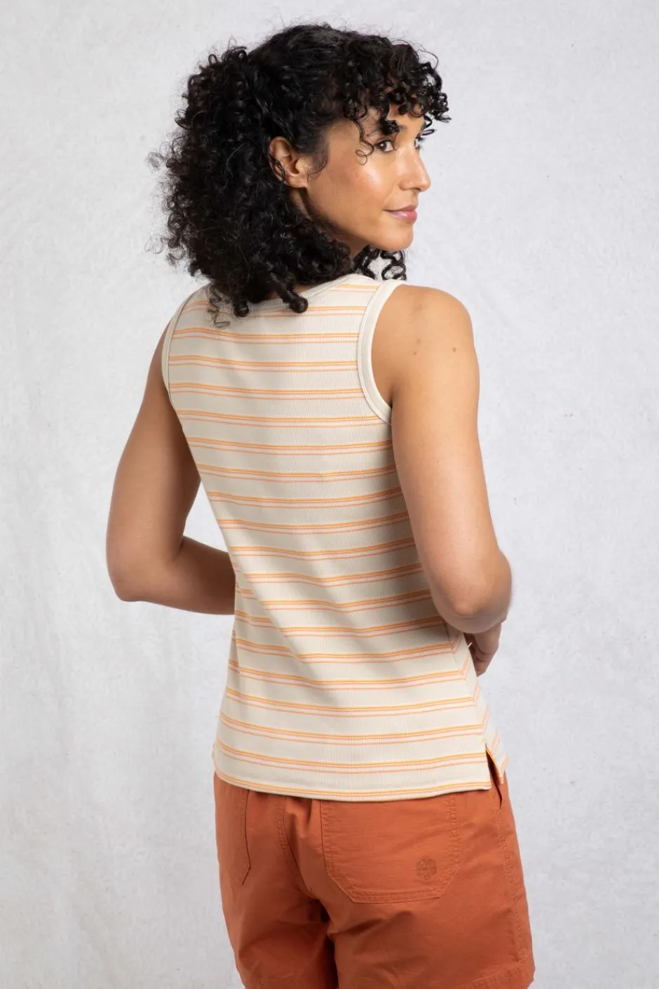 Weird Fish Tunics|Tops & T-Shirts|Luna Organic Cotton Ribbed Stripe Vest Peachblossom
