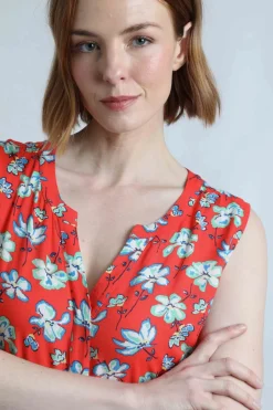 Weird Fish Dresses|Mala Lenzing EcoVero™ Printed Sleeveless Dress Red