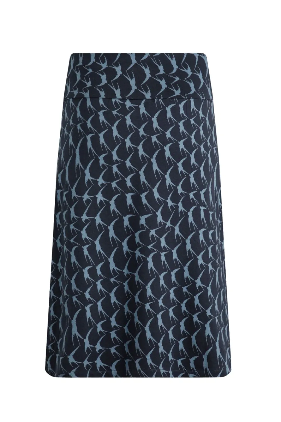 Weird Fish Skirts|Malmo Bird Print Jersey Stretch Skirt Dark Navy