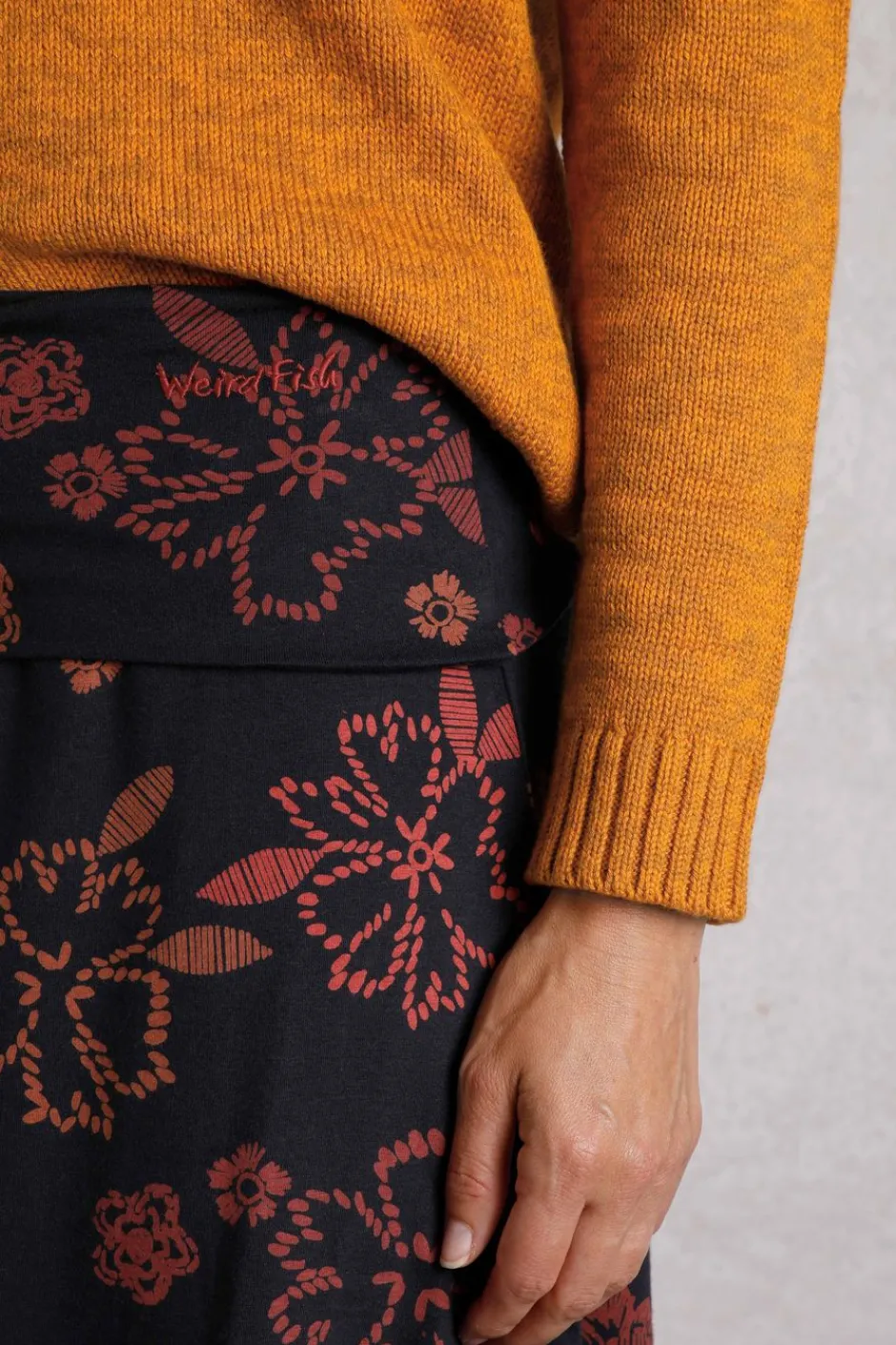 Weird Fish Skirts|Malmo Printed Jersey Stretch Skirt Nightshade