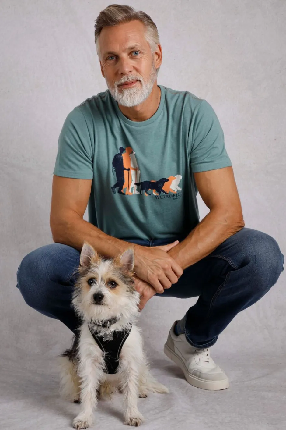 Weird Fish T-Shirts|Man's Best Friend Eco Graphic T-Shirt Mineral Blue