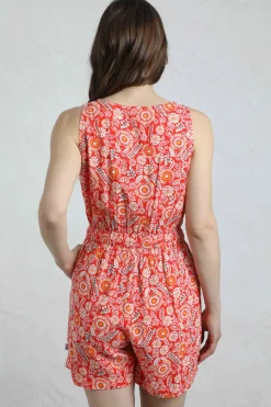 Weird Fish Dresses|Leggings|Mare Eco Viscose Printed Playsuit Tango Red