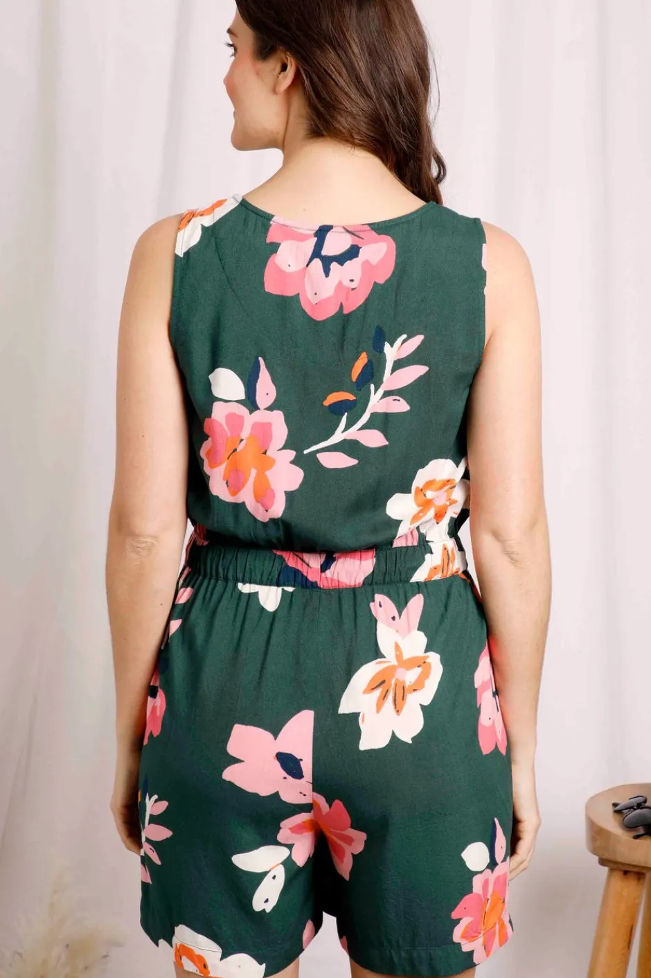 Weird Fish Dresses|Mare Eco Viscose Printed Playsuit Dusky Green