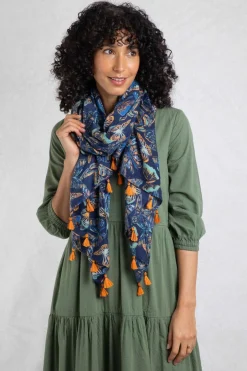 Weird Fish Socks & Tights|Socks & Tights|Marelia Eco Printed Scarf Dark Blue